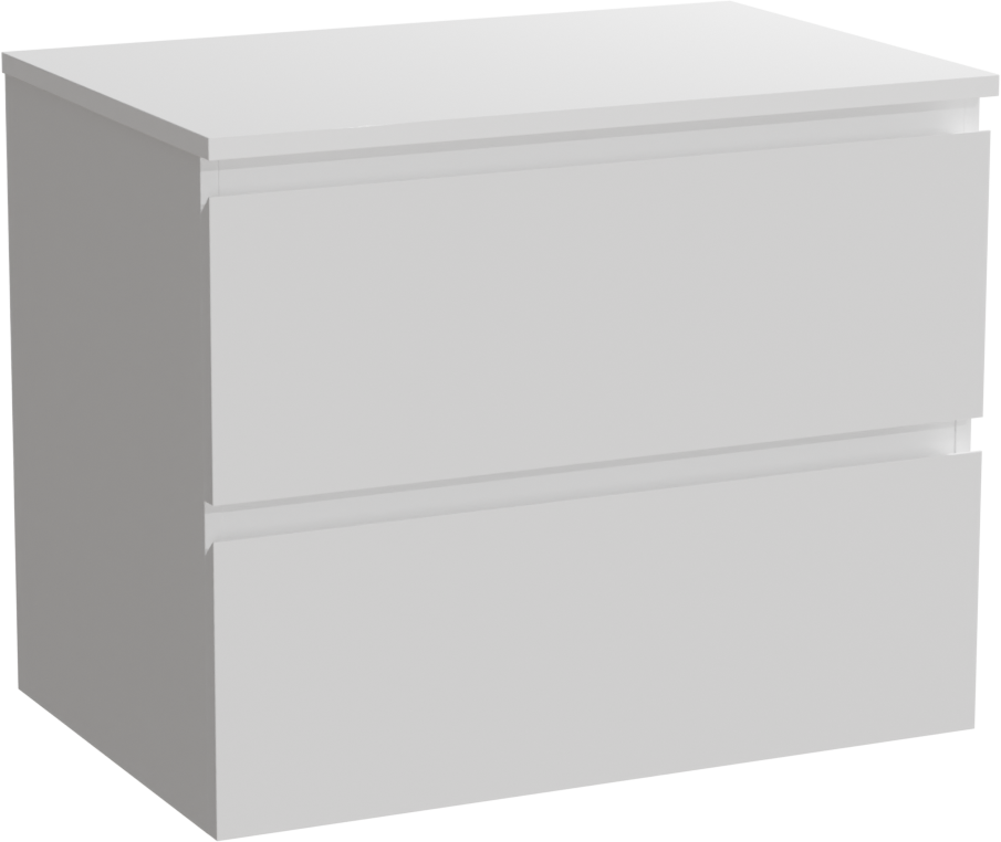 Linie Lado zwevend badkamermeubel 70 x 46 cm glanzend wit met Lado enkel tablet in composietmarmer mat wit