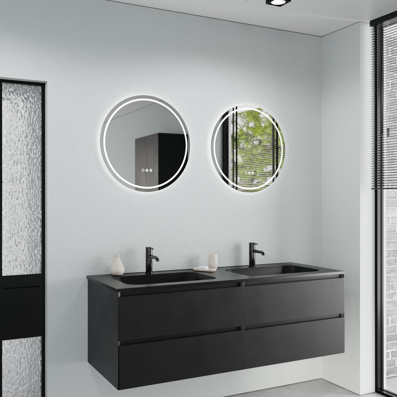 Balmani Ghost Touch rond badkamerspiegel Ø 60 cm met spiegelverlichting en anti-damp