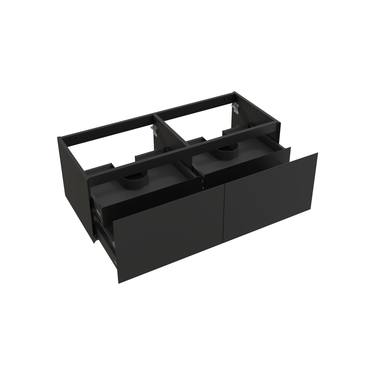 Balmani Idra meuble sous-lavabo suspendu 135 x 55 cm noir mat 4 tiroirs