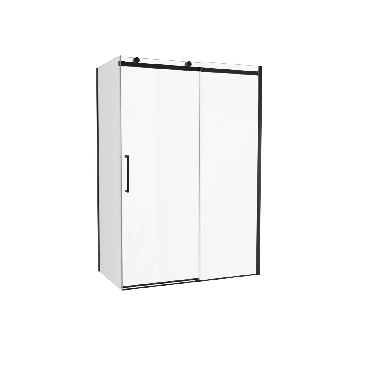 Luca Varess Boltano Eckdusche Schiebetür mit fixierter Seitenwand, 120 x 80 cm, Klarglas, Profil Schwarz