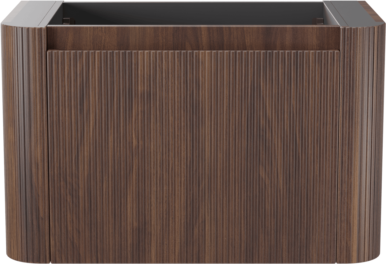 Storke Soft meuble sous-lavabo suspendu 80 x 46 cm Noyer 2 tiroirs Nervure sym. vert.