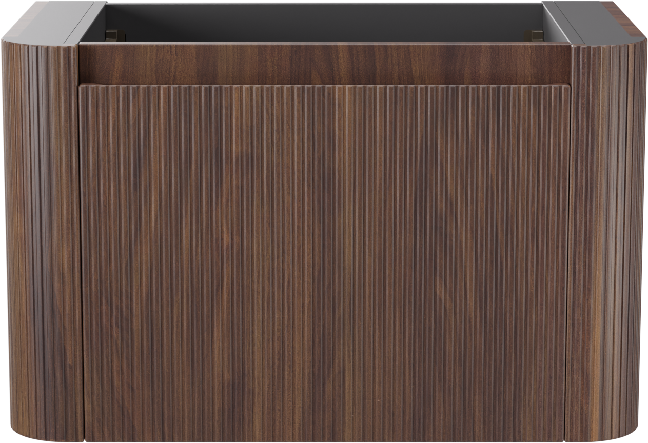 Storke Soft  hängendes möbelstück Waschtischunterschränke 80 x 46 cm Nussbaum 2 Schubladen Vert. Sym. Rippe