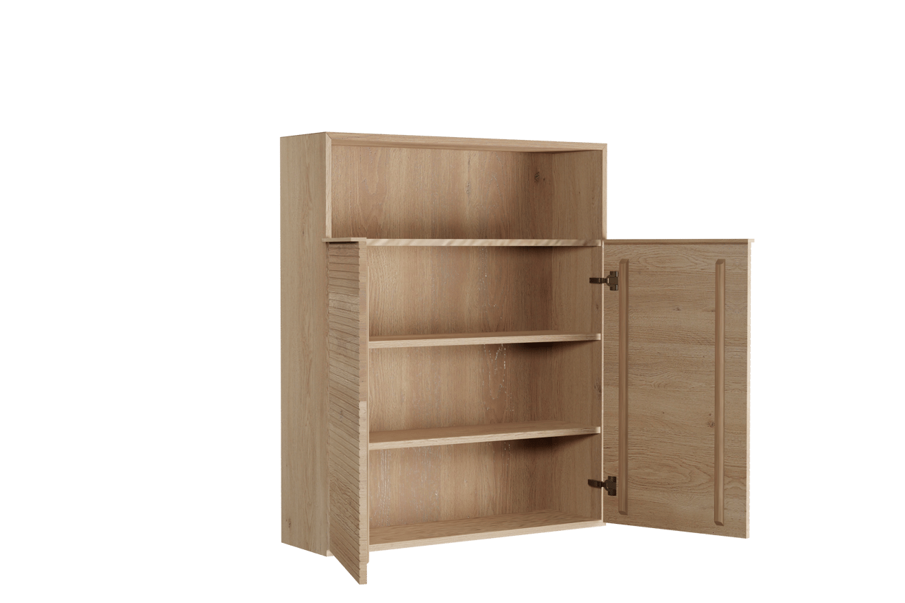 Balmani Forma Badhochschrank: Hängend, horizontale Rippen, Eiche Natur, 100 x 30 x 120 cm