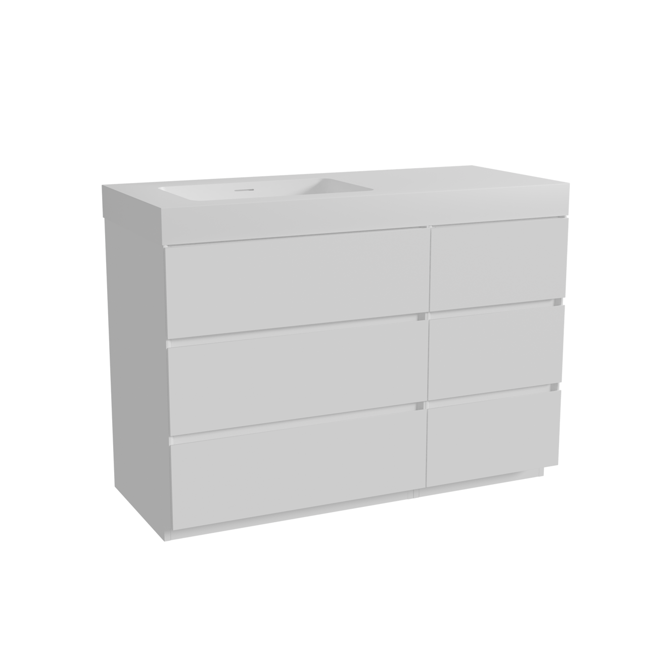 Storke Edge meuble salle de bains à poser 120 x 52 cm blanc mat avec Mata High vasque asymétrique gauche en solid surface blanc mat