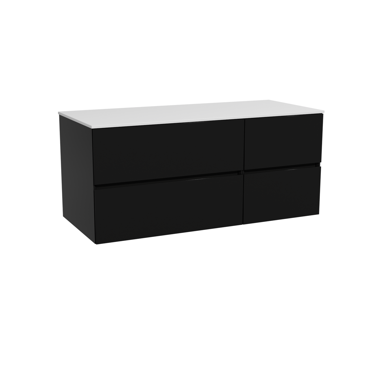 Storke Edge zwevend badmeubel 120 x 52 cm mat zwart met Tavola enkel of dubbel wastafelblad in solid surface mat wit