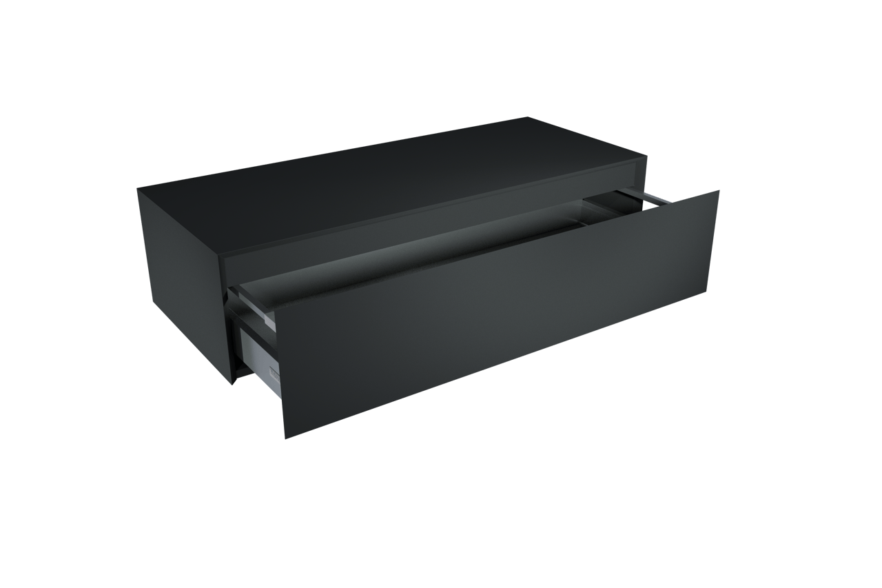 Balmani Mitra Elements hängender Waschbeckenunterschrank: 120 x 50 cm, Schwarz matt, 1 Schublade