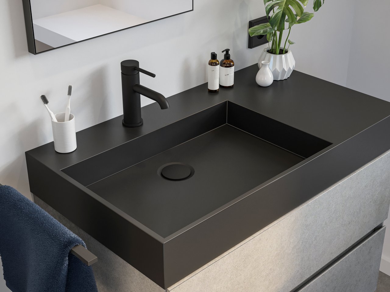 Storke jura vasque asymétrique gauche quartz mat 80 x 46 cm