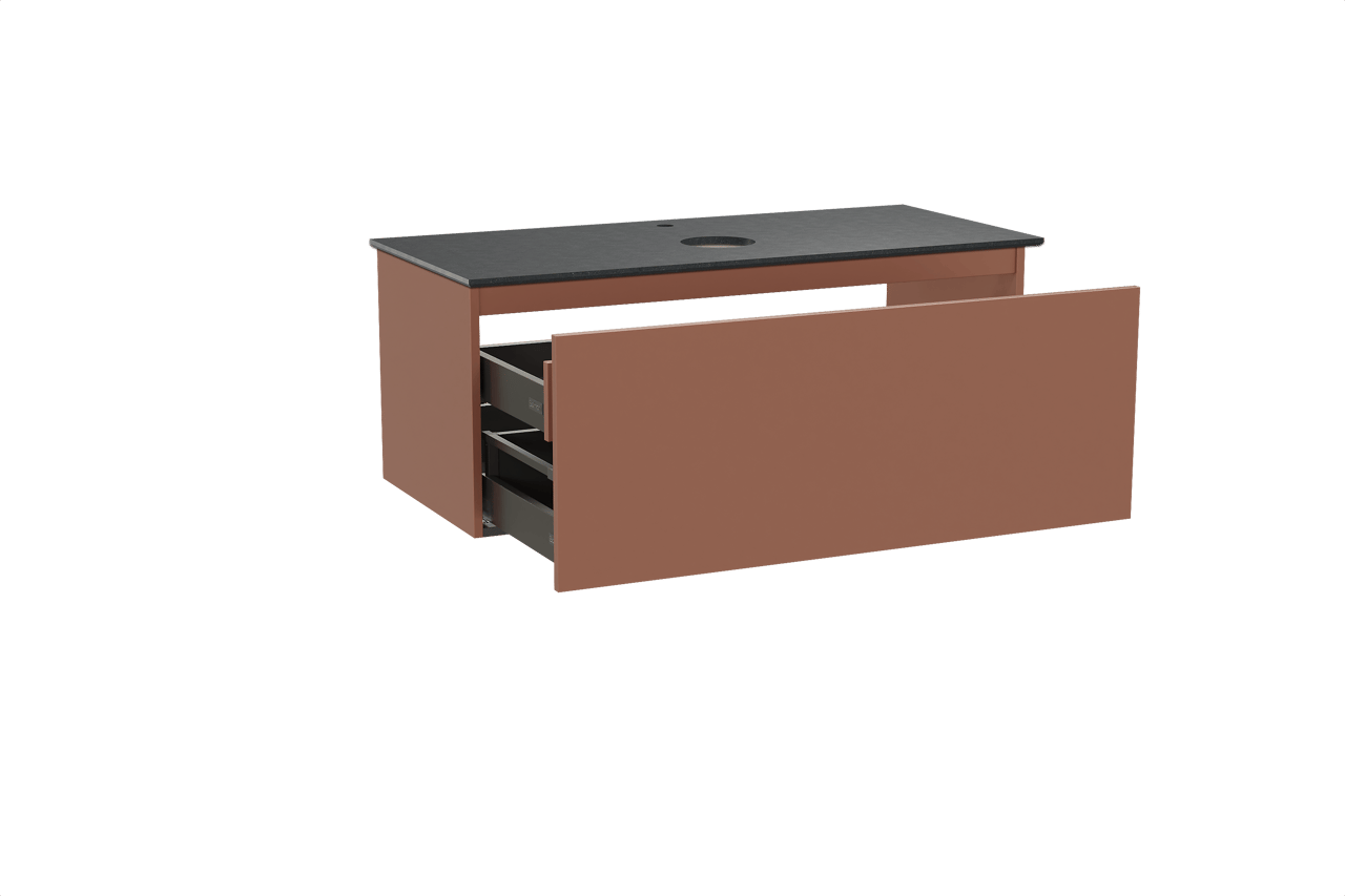 Balmani Sfera zwevend badmeubel 120 x 55 cm cotto met Facetta enkel wastafelblad in zwart graniet