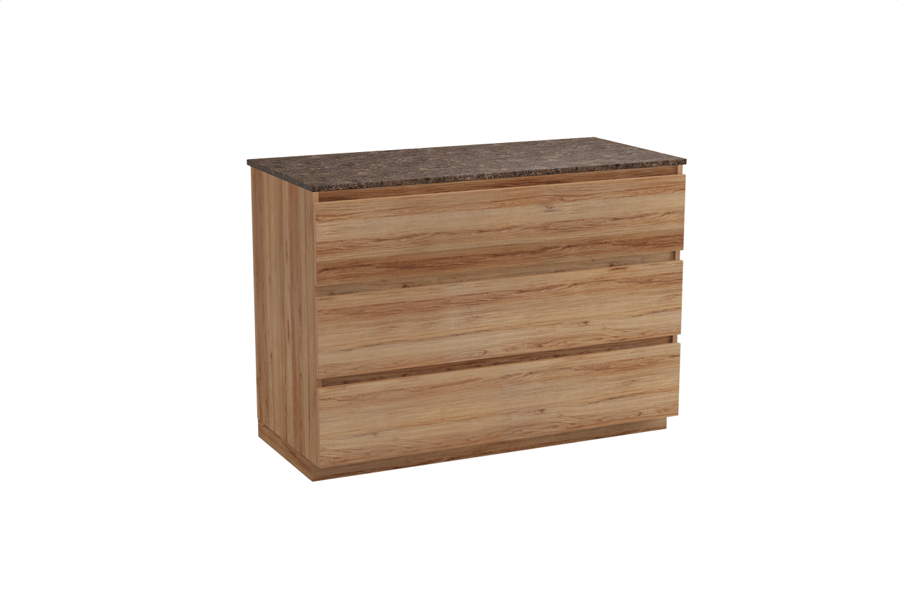 Balmani Lucida freistehendes Möbelstück Set: 120 x 55 cm, Teak, mit Stretto Einzel- oder Doppel Waschtischplatte, Marmor Dark Emperador