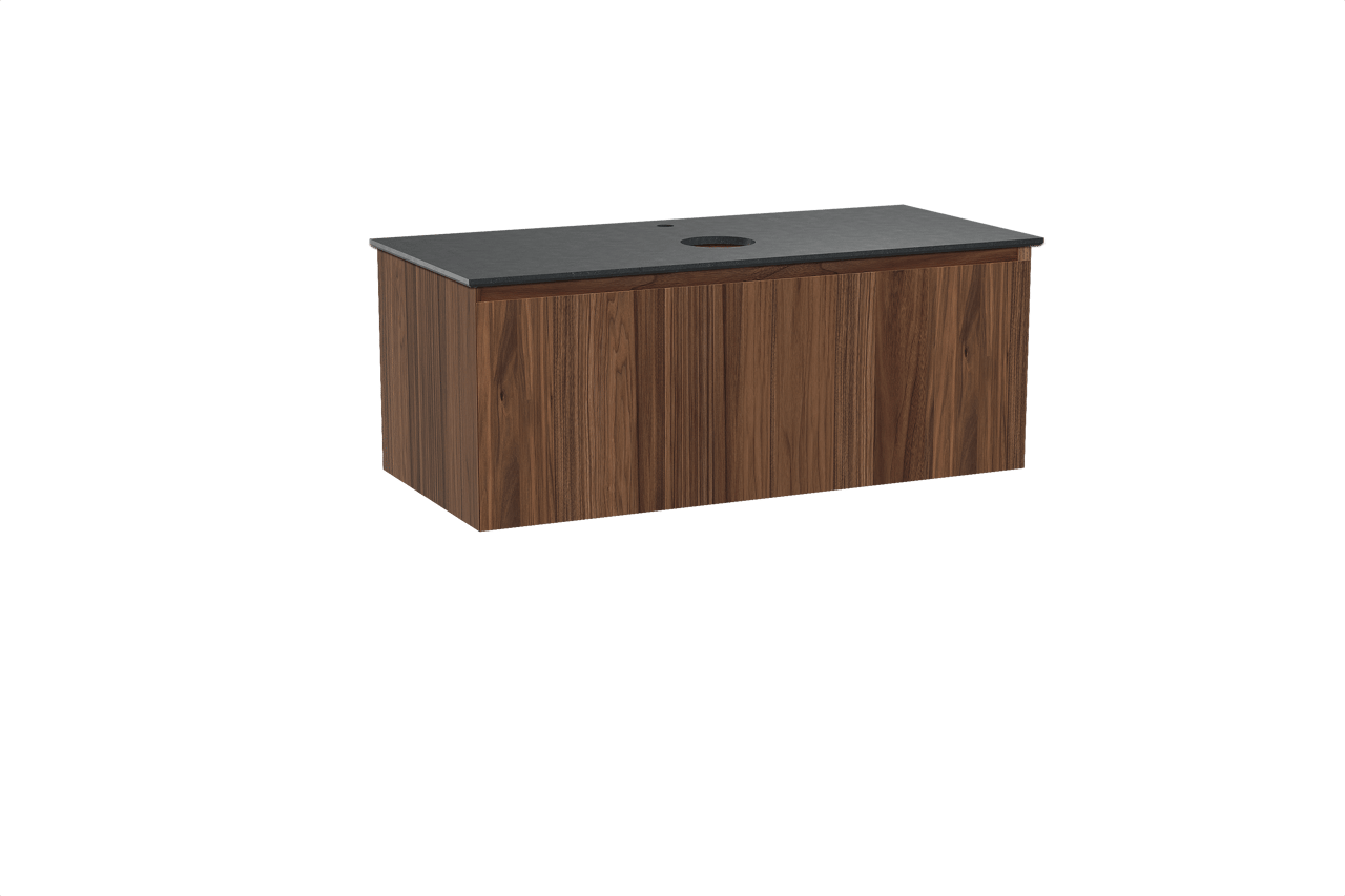 Balmani Idra meuble salle de bains suspendu 120 x 55 cm noyer avec Facetta tablette simple en granit noir