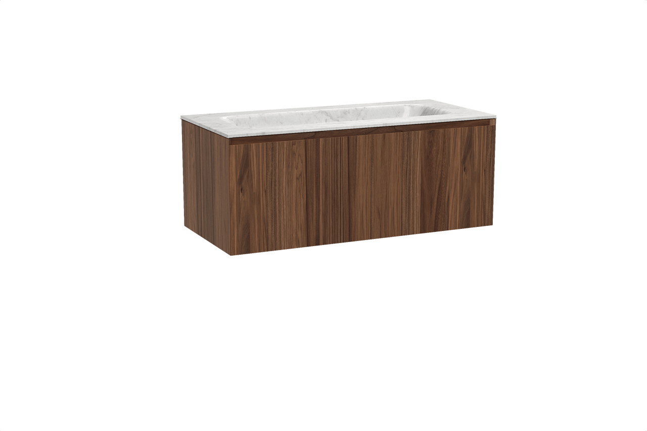 Balmani Idra meuble salle de bains suspendu 120 x 55 cm noyer avec Tablo Arcato plan simple en marbre carrare