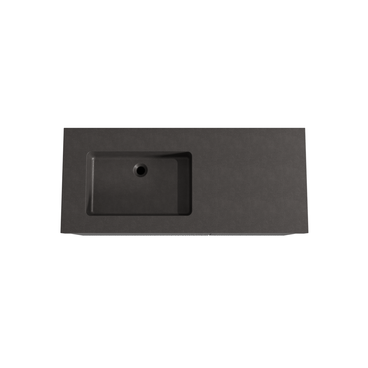 Storke Ribs zwevend badmeubel 120 x 52 cm zwart eiken met Scuro High asymmetrisch linkse wastafel in kwarts mat zwart, Verticale asymmetrische rechte ribbel