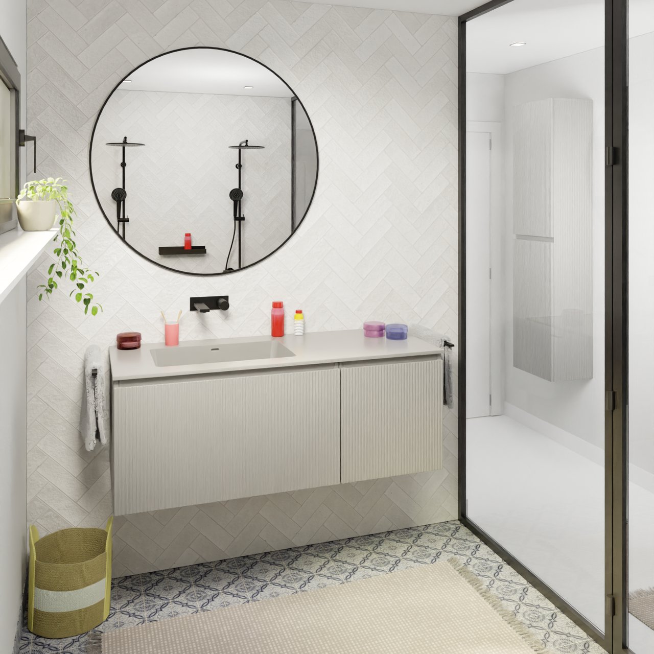 Storke Diva Waschtisch links matt seidengrau Top Solid Seidengrau Matt 130 x 52 cm