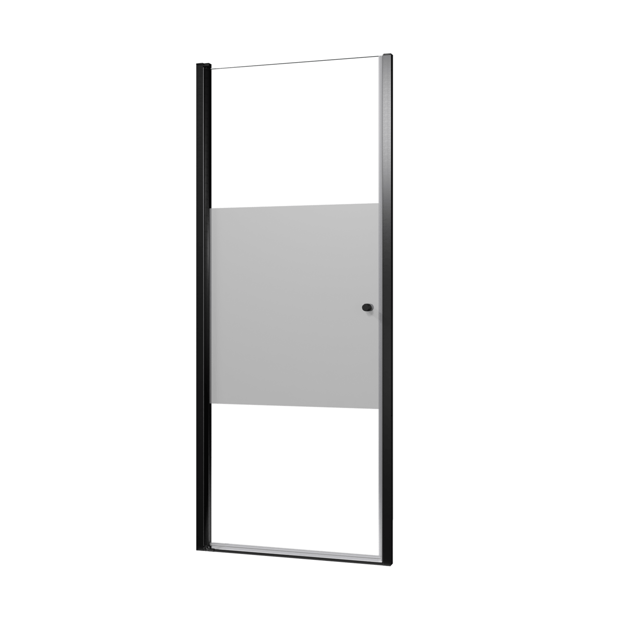 Luca Varess Kuresa porte pivotante 85 x 200 cm verre transparent avec bande matte profil noir mat