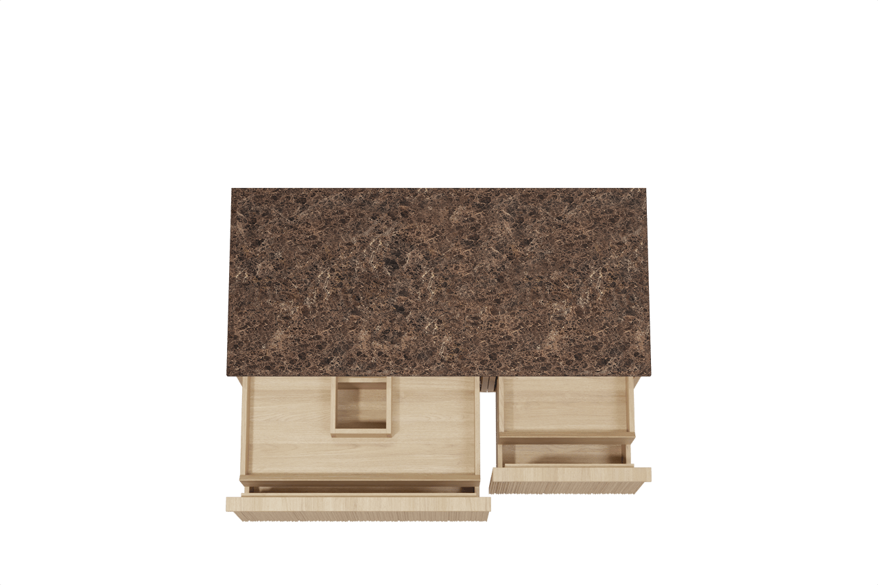 Balmani Forma meuble salle de bains suspendu 120 x 55 cm chêne naturel avec Stretto tablette simple ou double en marbre dark emperador, Nervure circulaire asymétrique verticale