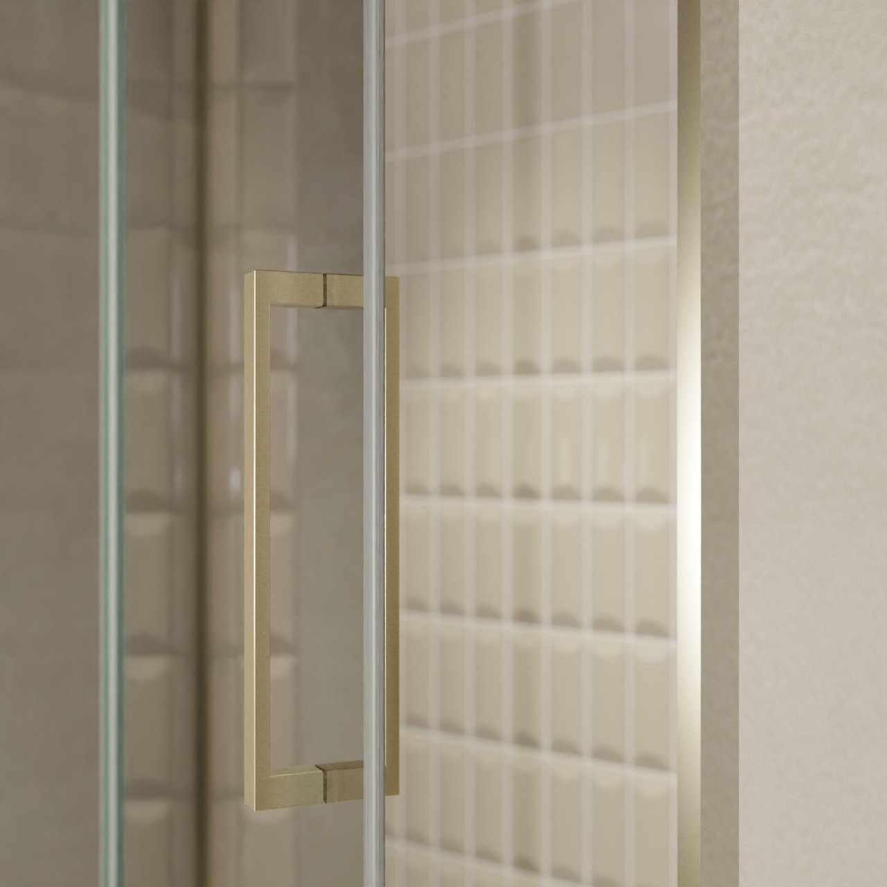 Balmani Senses Design Dusche Drehtür, Links, 140 cm x 210 cm, Reflex-Spiegelglas, Profil Brushed Champagner Gold