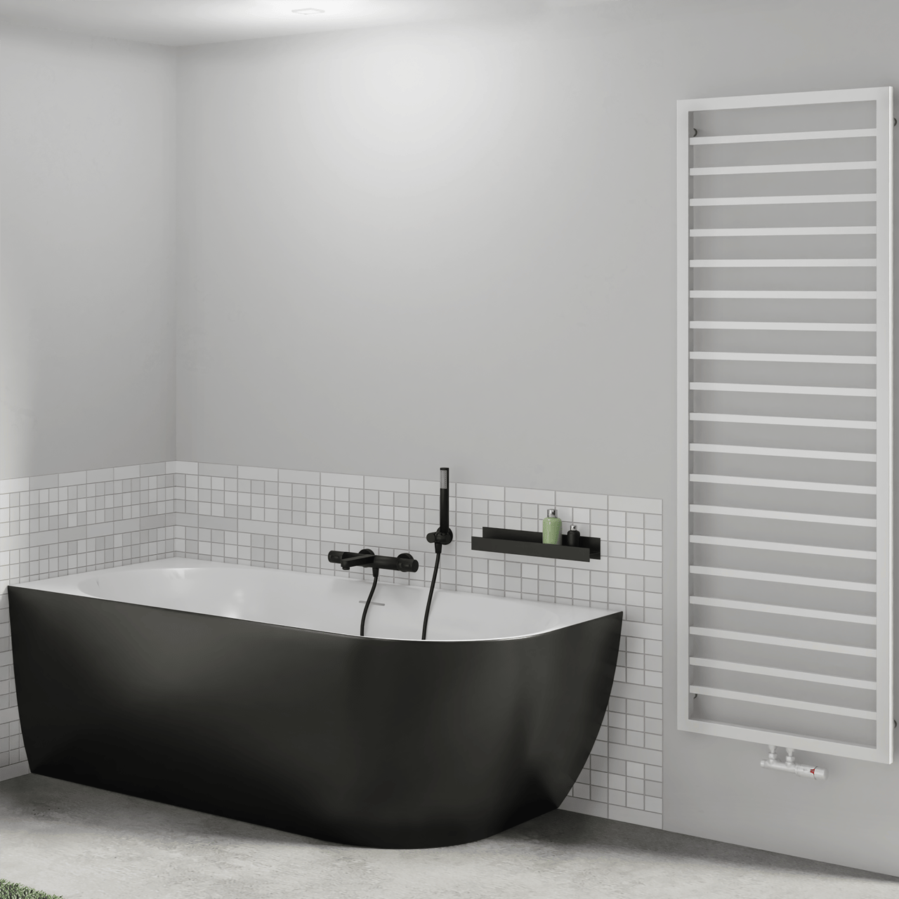 Blaufoss Apollo Aufputz-Thermostat-Badewannenarmatur: Schwarz Matt