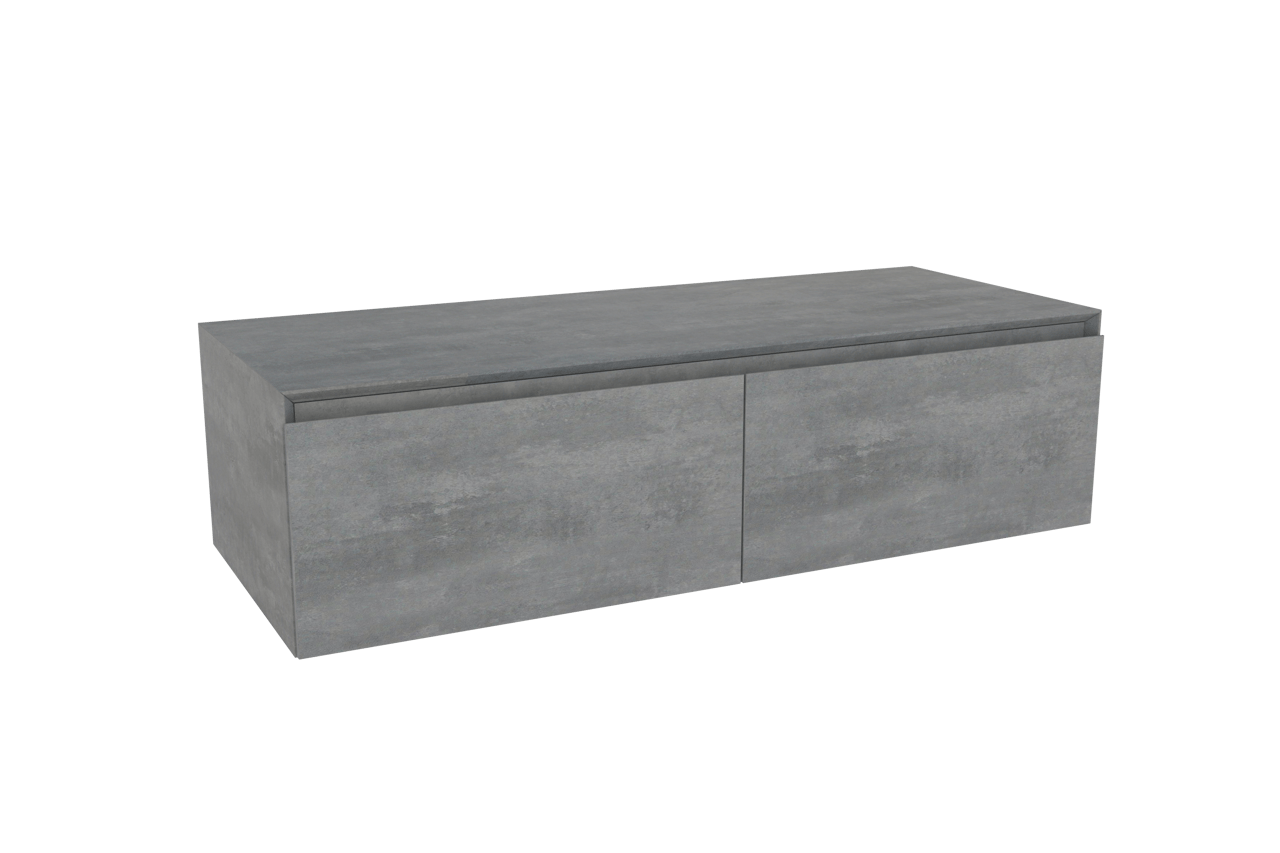 Storke Edge Modulo hängender Waschbeckenunterschrank: 120 x 48 cm, Beton dunkelgrau, 2 Schubladen
