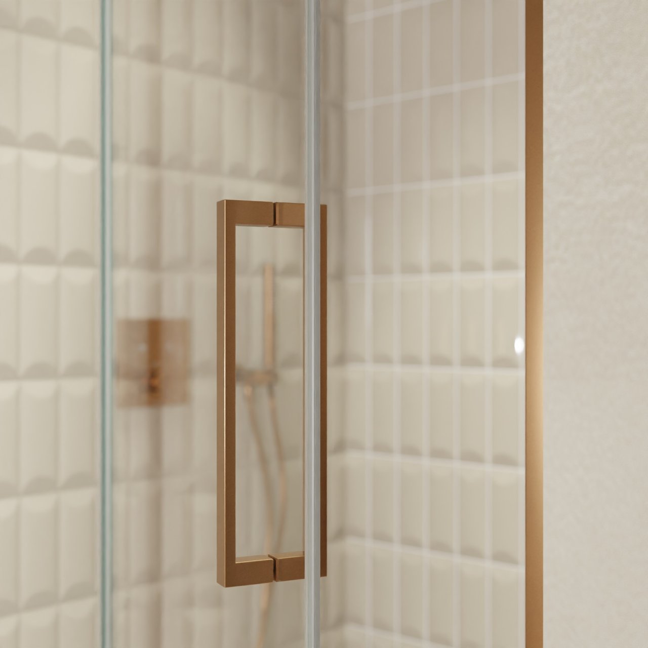 Balmani Senses Design porte pivotante à gauche 120 cm x 210 cm verre transparent, Profil Brushed Rosegold