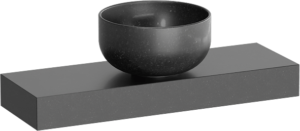 Balmani Nova wastafeltablet 60 x 20 cm Graniet zwart met Bowl waskom in verzoete graniet
