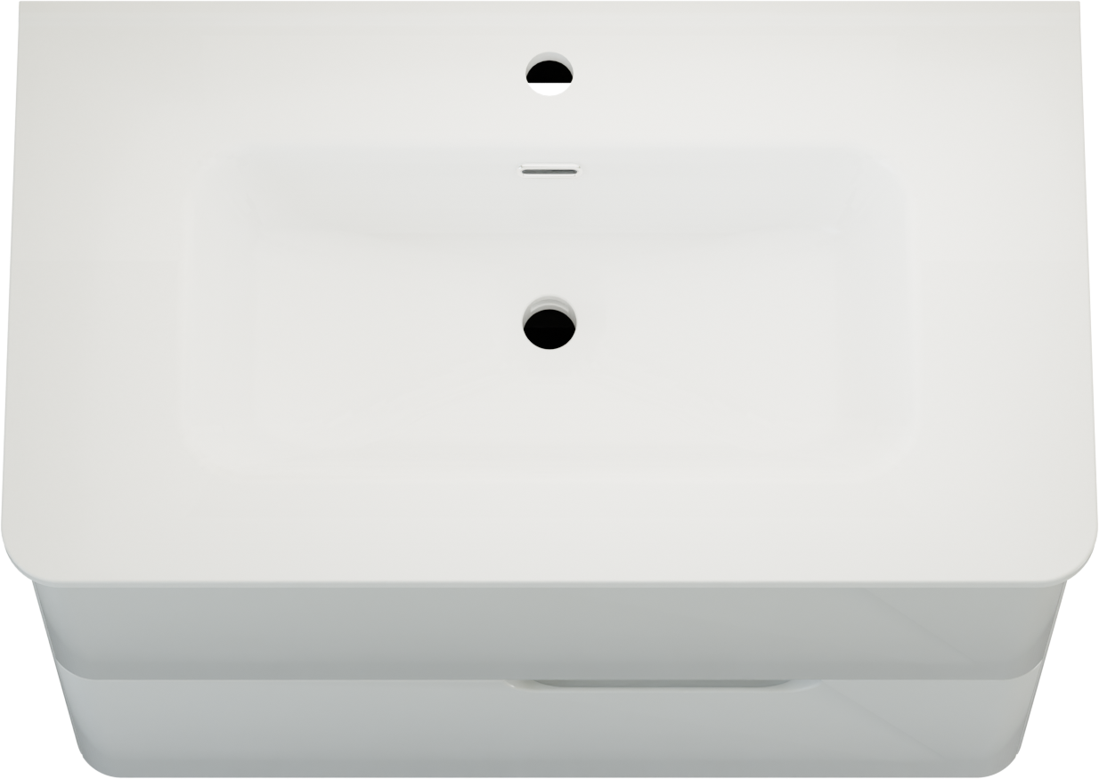 Linie Curvo meuble salle de bains suspendu 80 x 46 cm blanc brillant avec Baro Curvo plan simple en porcelaine blanc brillant