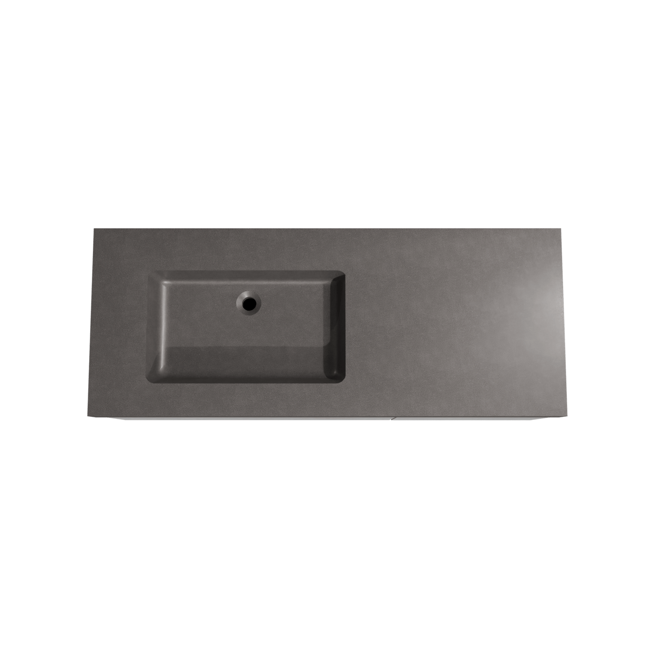 Storke Edge hängendes Möbelstück Set: 130 x 52 cm, Beton dunkelgrau, mit Scuro High Waschtisch links, Quarz Schwarz matt