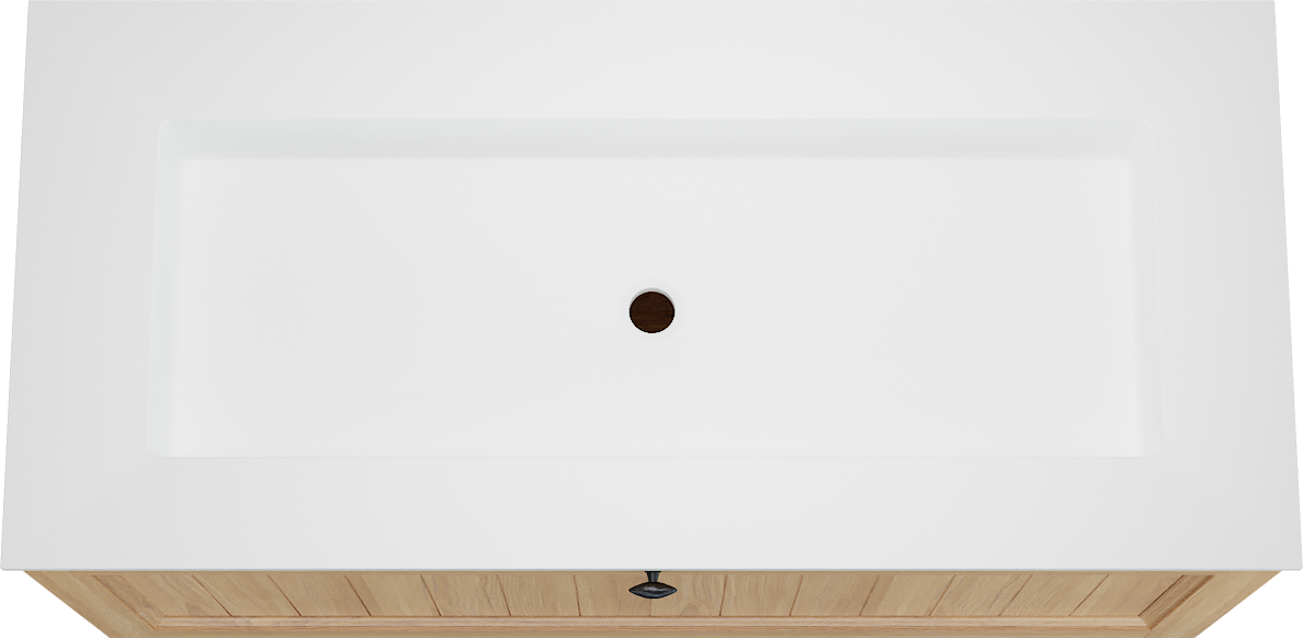 Balmani Lemon zwevend badkamermeubel 120 x 55 cm, fineer natuur eik met Tablo Stretto enkele wastafel voor 2 kraangaten in mat wit