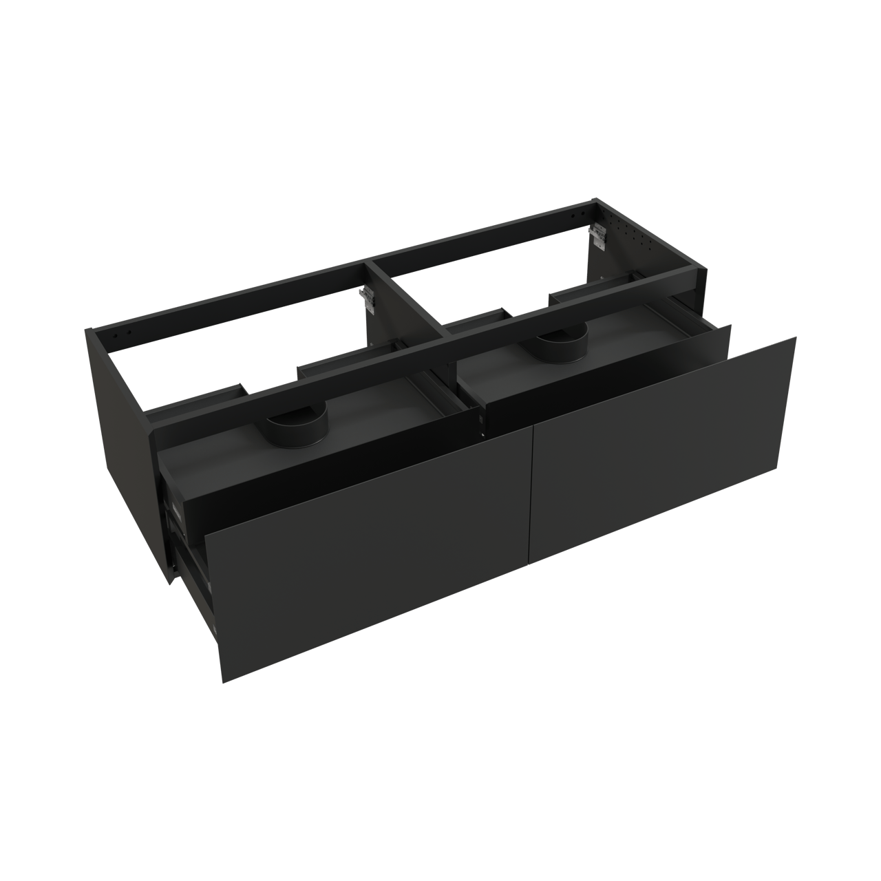 Balmani Idra meuble sous-lavabo suspendu 180 x 55 cm noir mat 4 tiroirs