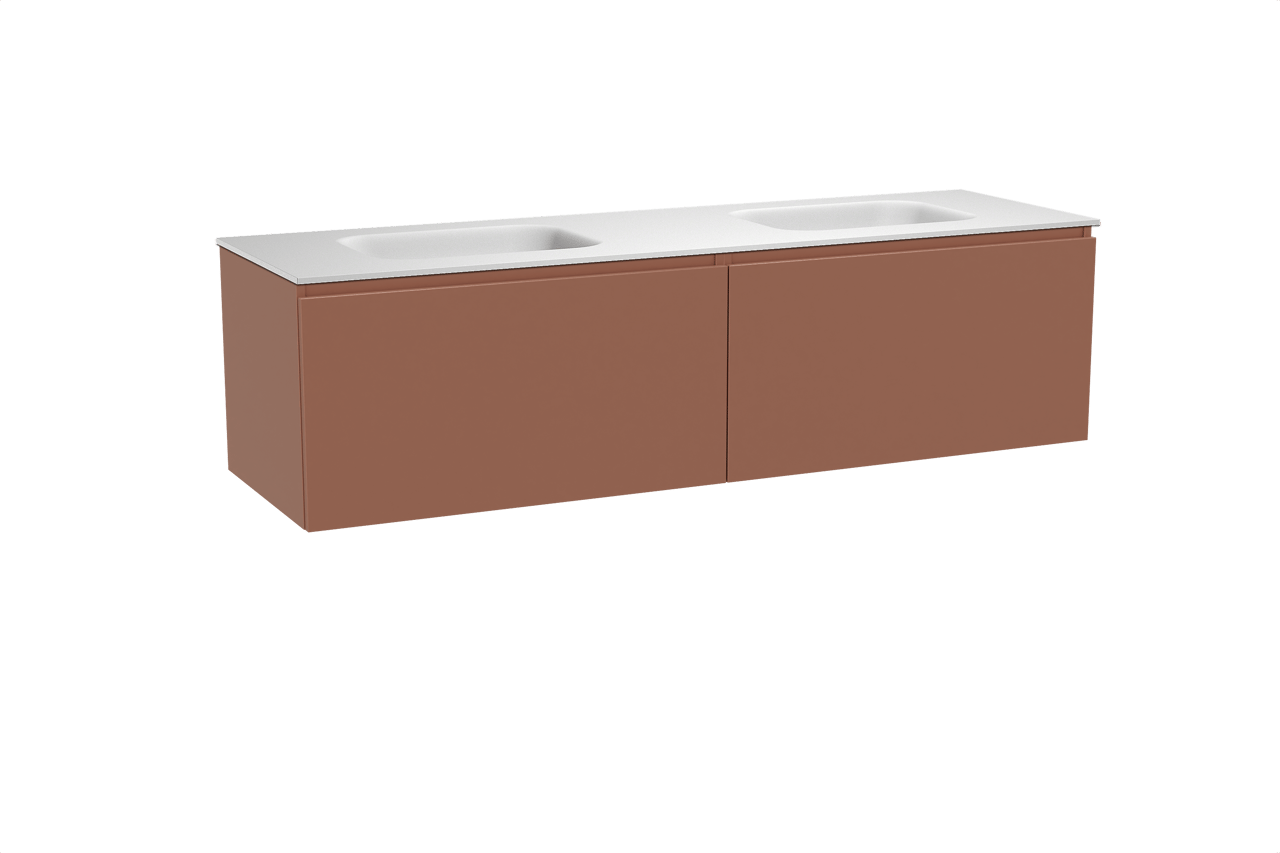 Balmani Sfera hängendes Möbelstück Set: 180 x 55 cm, Cotto, mit Tablo Arcato Doppelwaschtisch, Solid Surface Weiß matt