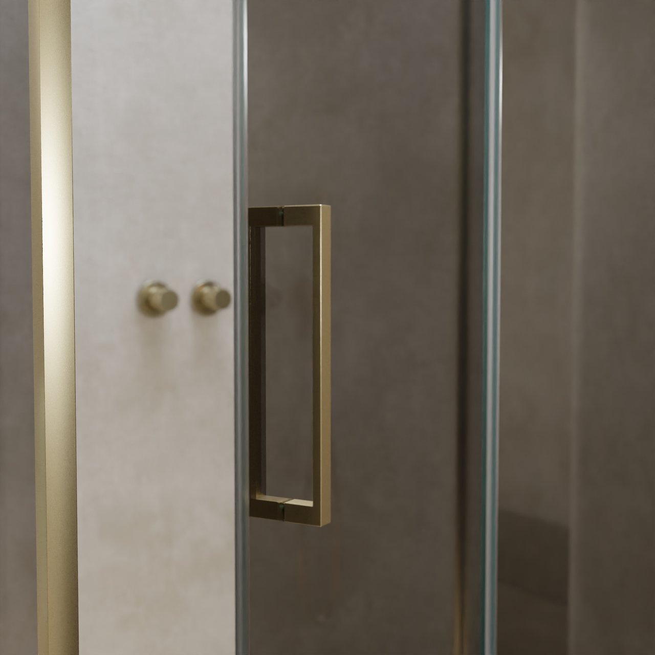 Balmani Senses Design douche en coin avec porte pivotante à droite et paroi latérale fixe, 120 x 100 cm, Miroir Reflex, Profil Brushed Champagne Gold, coating inclus