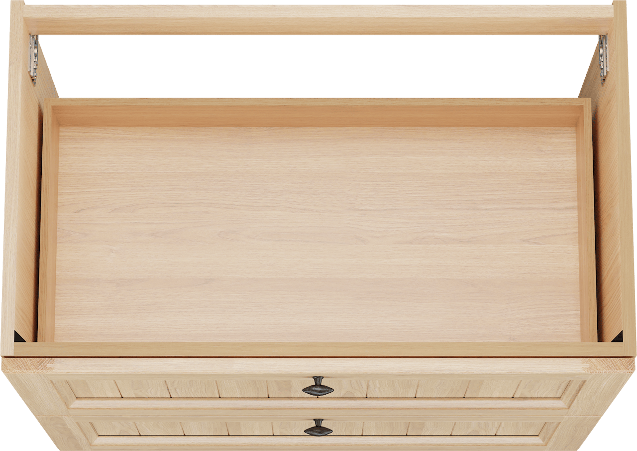 Balmani Lemon stehender Waschbeckenunterschrank: 90 x 55 cm, Naturbelassene Eiche Furnier, 2 Schubladen