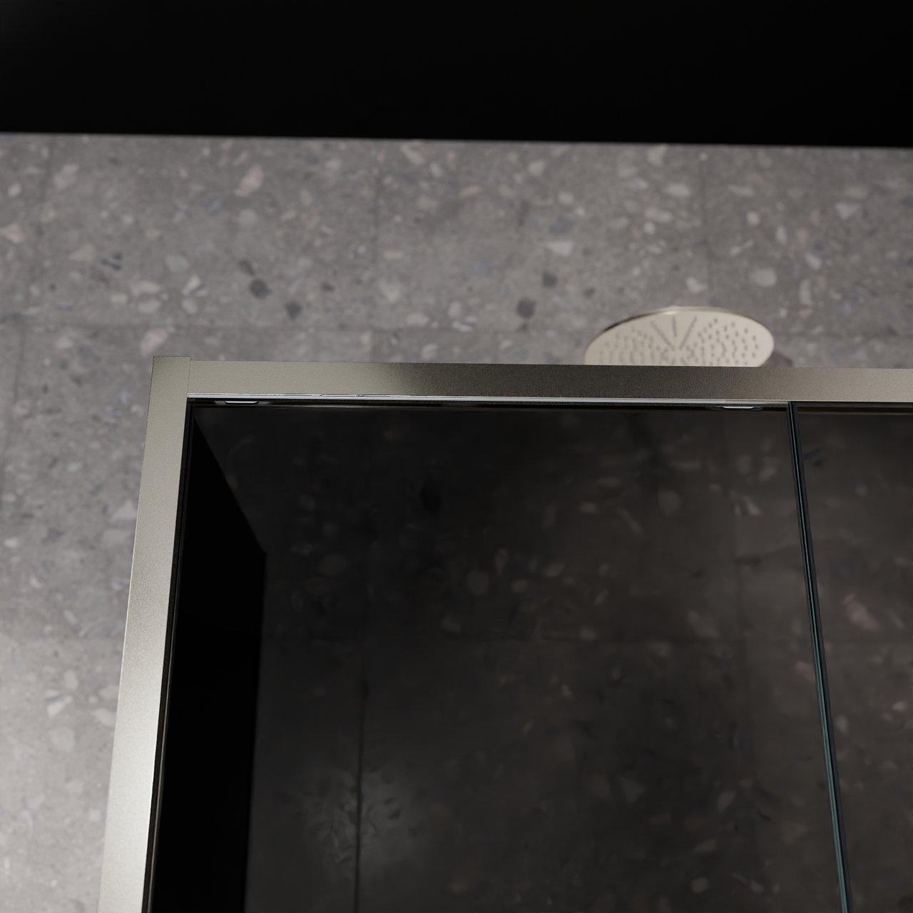 Balmani Senses Design douchehoek met rechtse schuifdeur en vaste zijwand, 140 x 90 cm, Rookglas, Brushed CoolMetal profielen