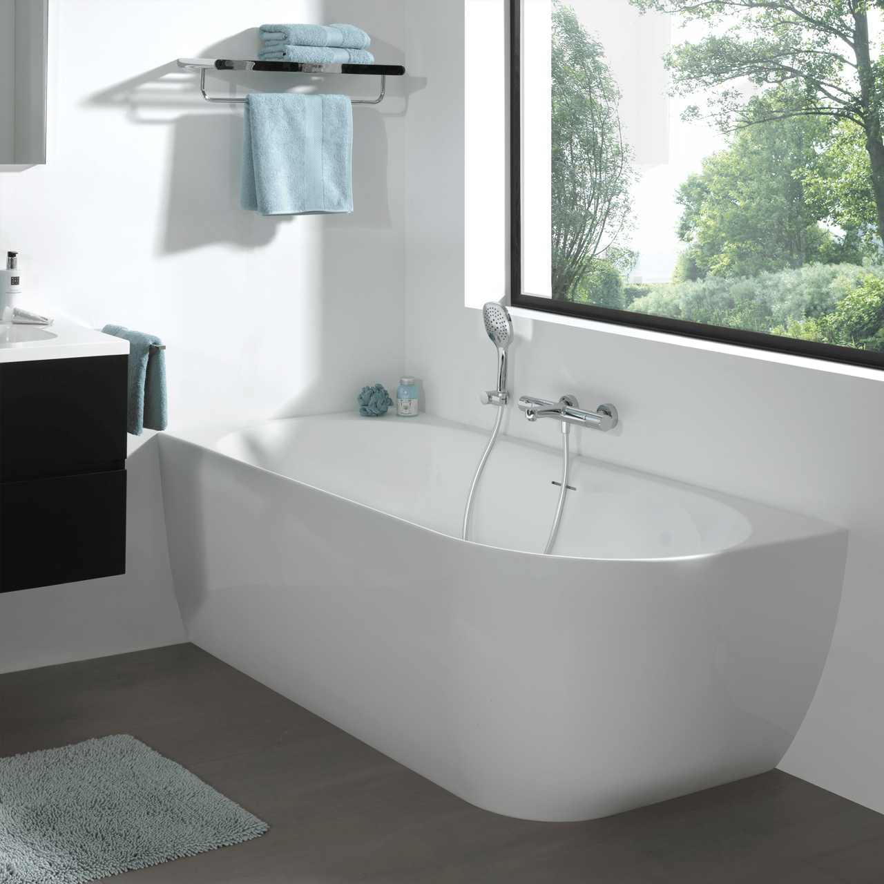 Luca Varess Otello 2-Personen-Eckbadewanne: links, 180 x 85 cm, Acryl, Weiß Glänzend