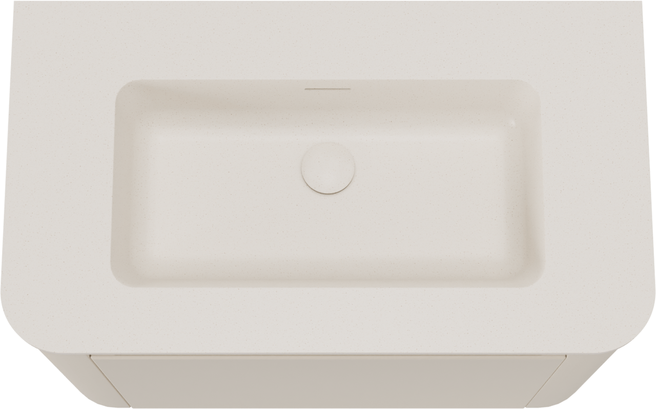 Storke Soft meuble salle de bains suspendu 80 x 46 cm Sand mat avec Mata Soft plan simple en Solid Surface beige granite