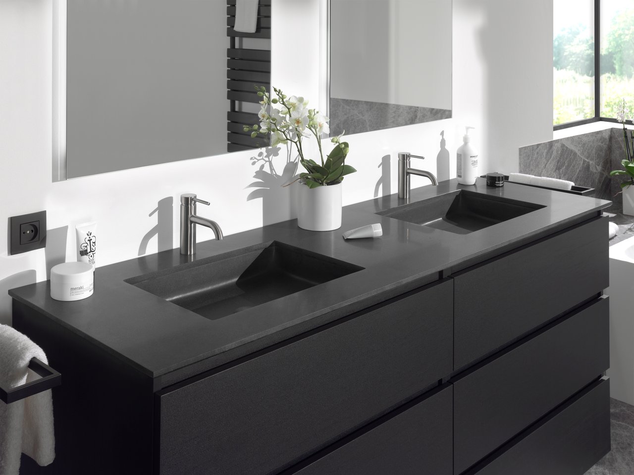 Blaufoss Round wastafelkraan Brushed CoolMetal