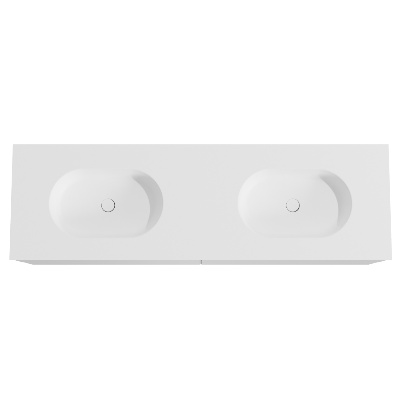 Balmani Mitra meuble salle de bains suspendu 180 x 55 cm blanc mat avec Tablo Oval double vasque en solid surface blanc mat