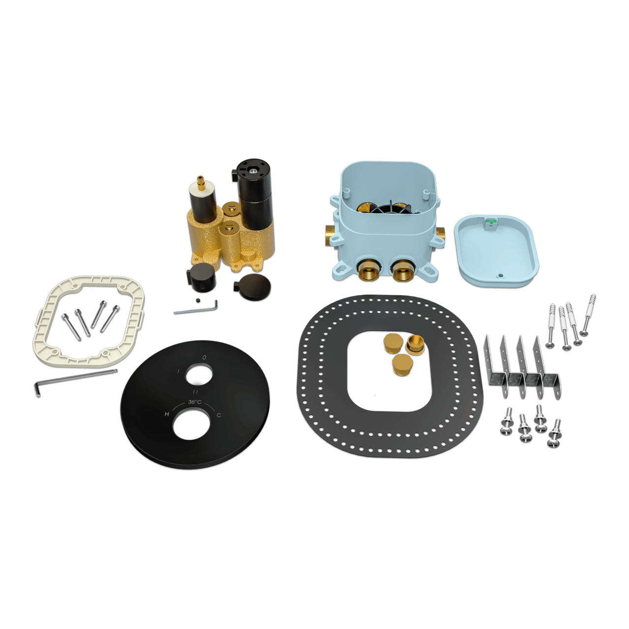 Blaufoss Smartbox Round thermostat de douche encastré 2 fonctions noir mat incl élément intégré