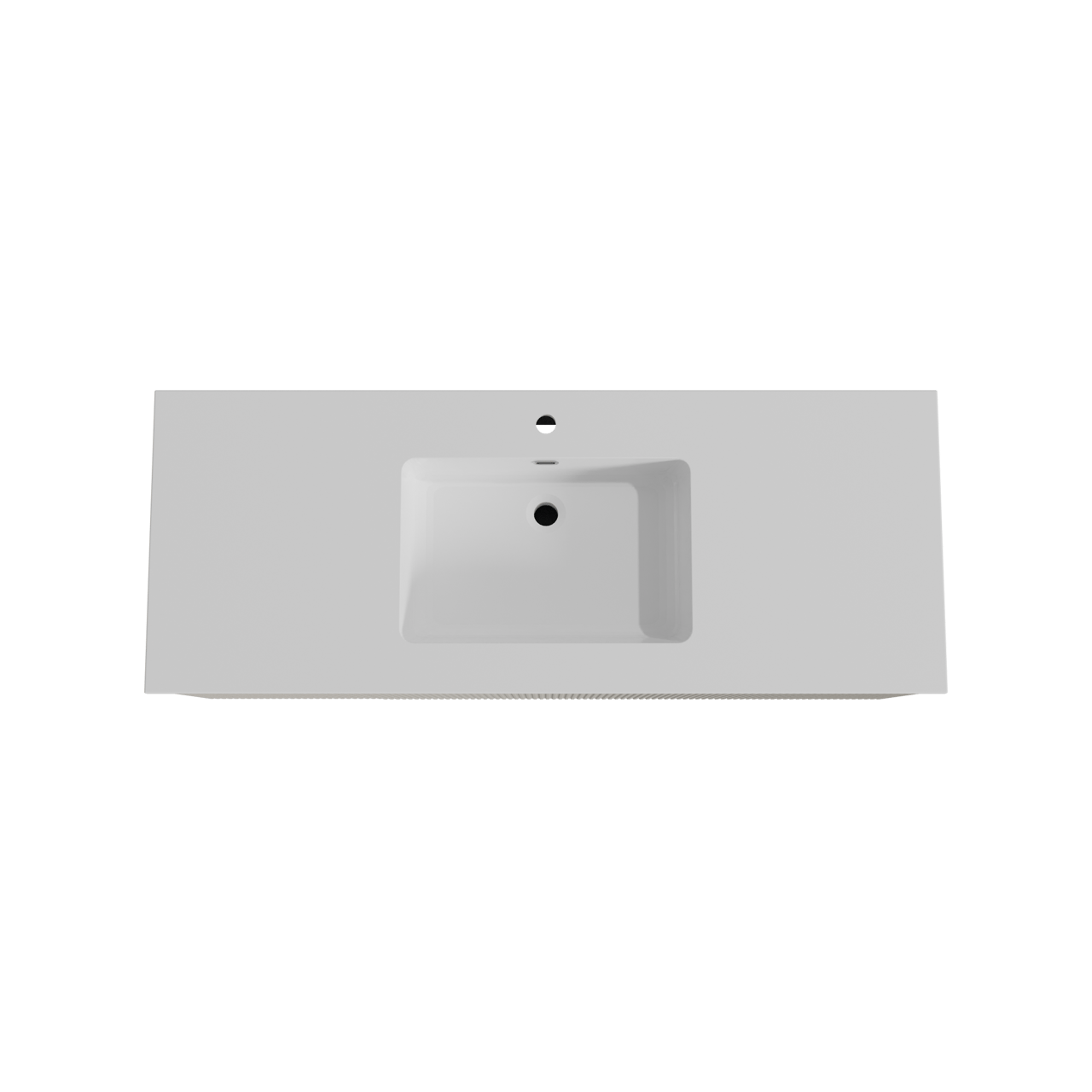 Storke Ribs hängendes Möbelstück Set: 135 x 52 cm, Seidengrau, mit Diva Einzelwaschtisch, Marmorkomposit, Weiß glänzend, Vertikale symmetrische gerade Rippe