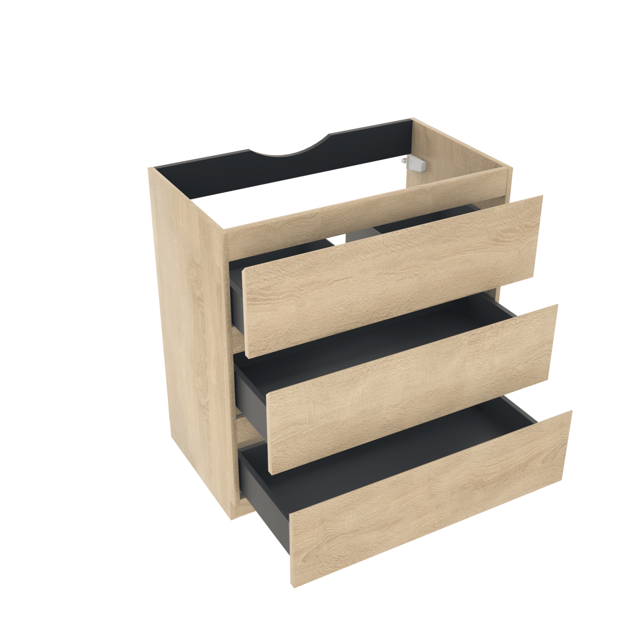 Linie Lado staande wastafelonderkast 80 x 46 cm witte eik 3 lades