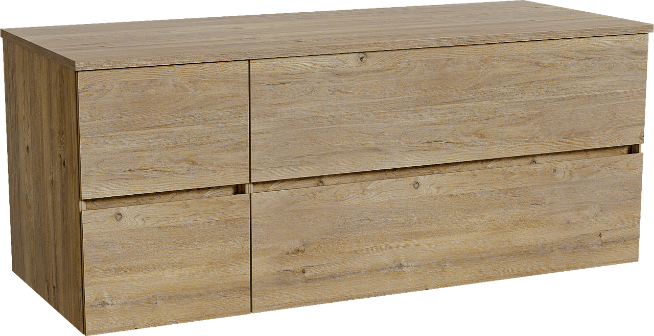 Storke Edge meuble salle de bains suspendu 130 x 52 cm chêne brut avec Panton tablette simple ou double en mélaminé chêne brut