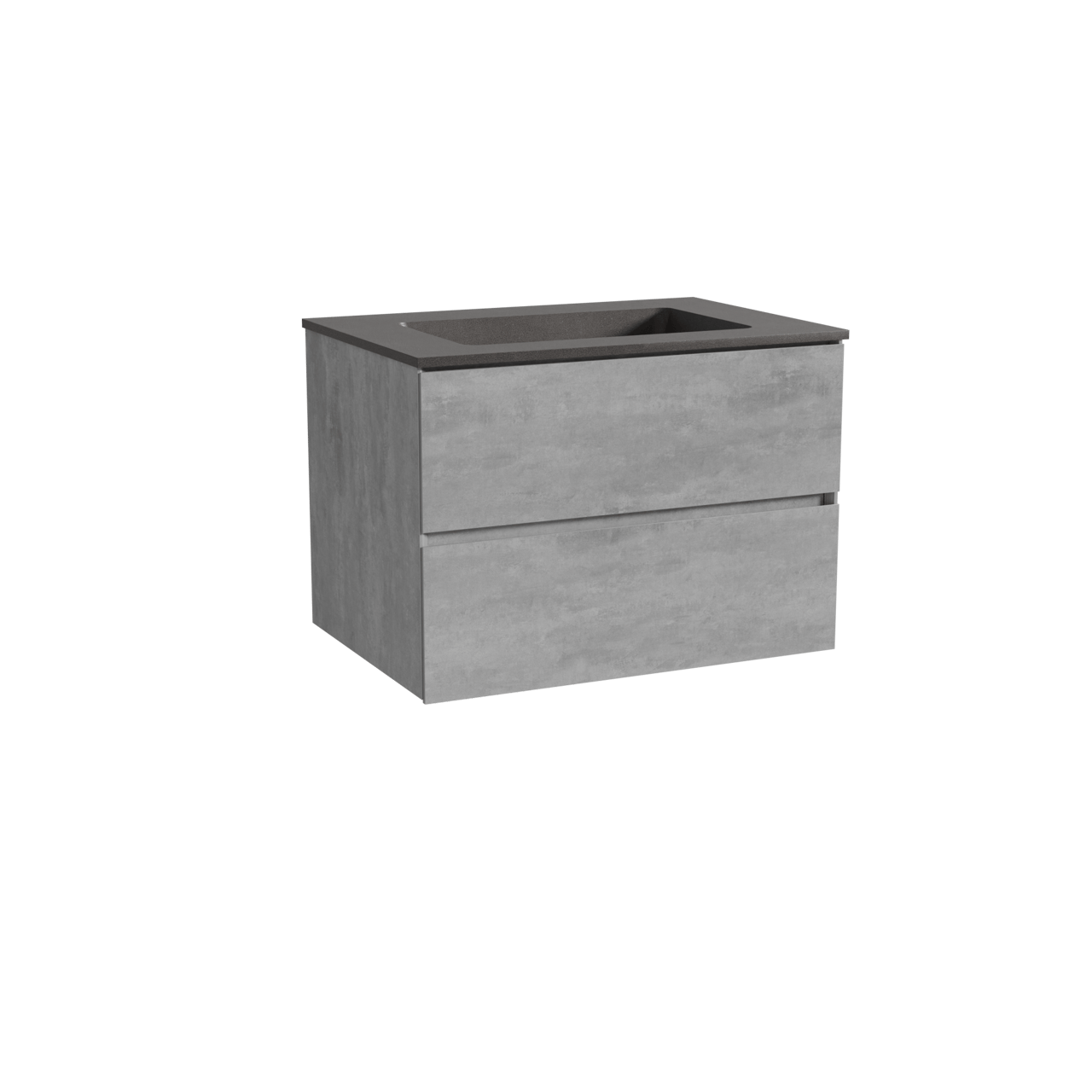 Storke Edge zwevend badmeubel 75 x 52 cm beton donkergrijs met Scuro enkele wastafel in kwarts mat zwart