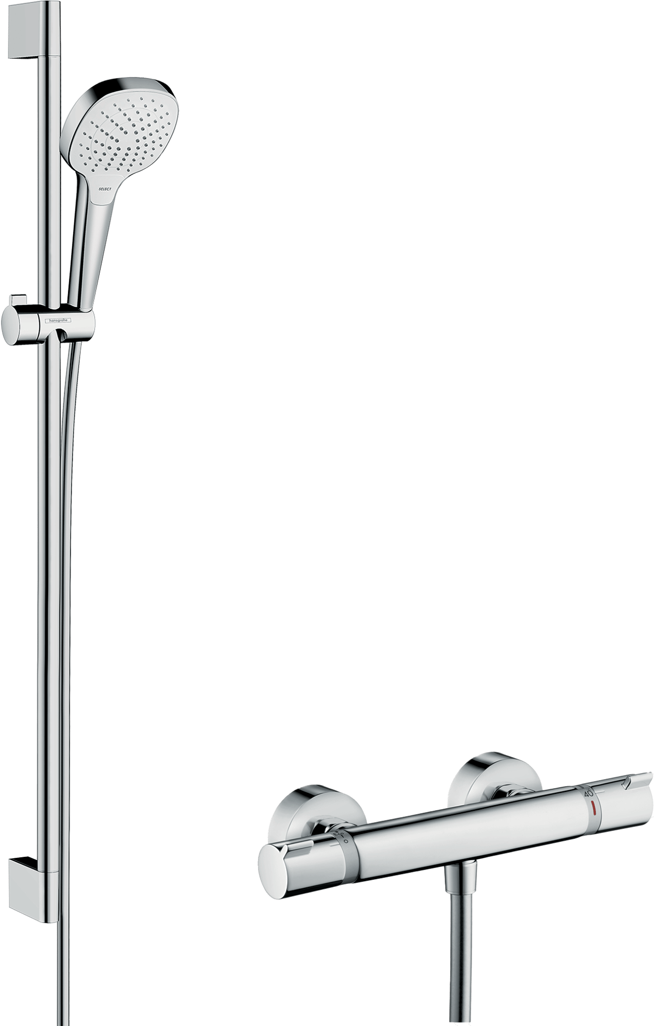 Hansgrohe Croma Select E Duschstange mit Brausekopf 11cm 3 Strahlfunktionen Chrom glänzend