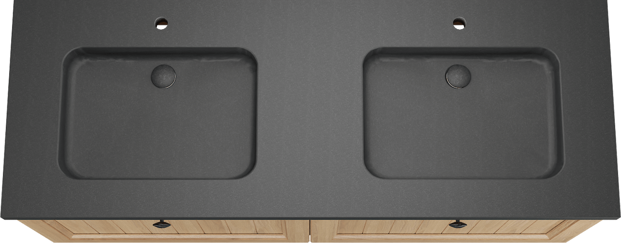 Balmani Lemon zwevend badmeubel 150 x 55 cm, fineer naturel eiken met Napoli dubbele wastafel in zwart graniet