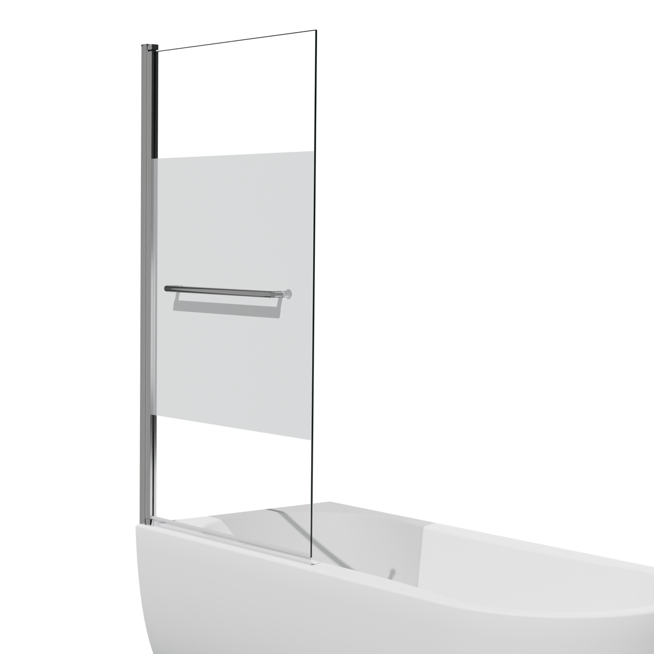 Luca Varess Kuresa pare-baignoire simple 85cm verre transparent avec bande mate profil chrome brillant