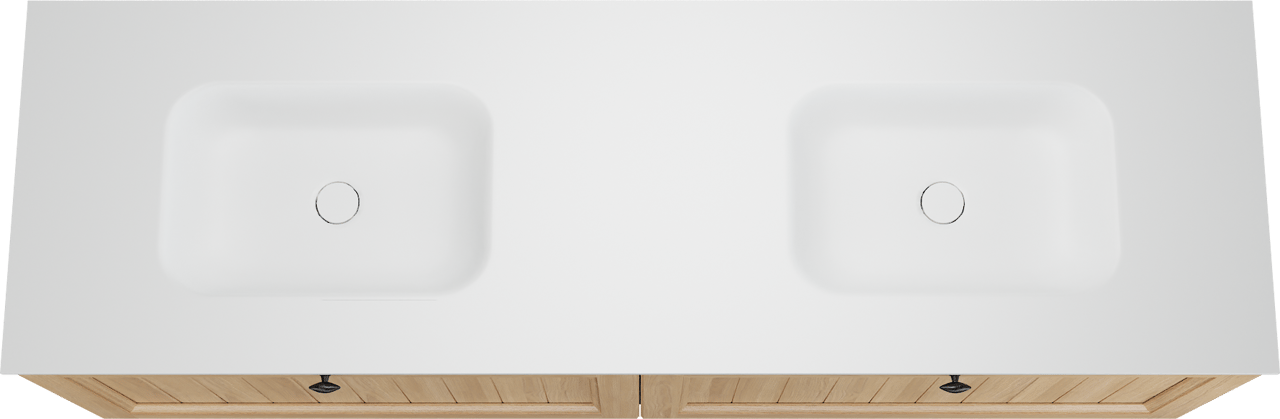 Balmani Lemon meuble salle de bains suspendu 180 x 55 cm, plaqué chêne naturel avec Tablo Arcato double vasque en blanc mat