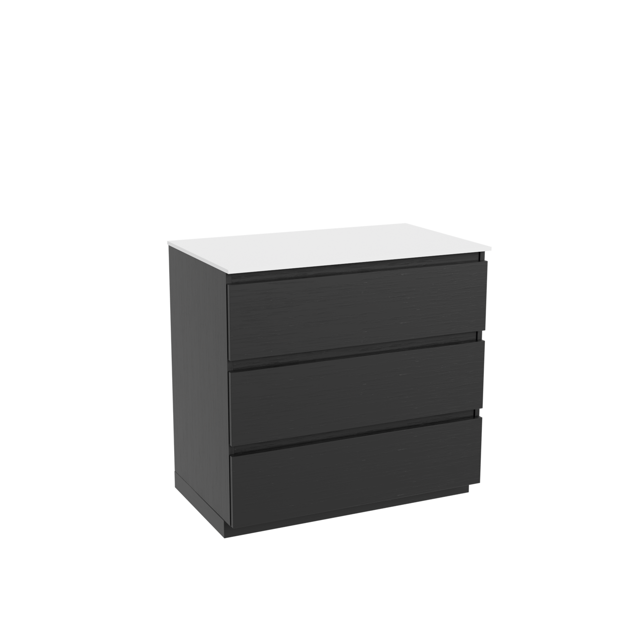 Balmani Lucida staand badkamermeubel 90 x 55 cm zwarte eik met Stretto enkel tablet in solid surface mat wit