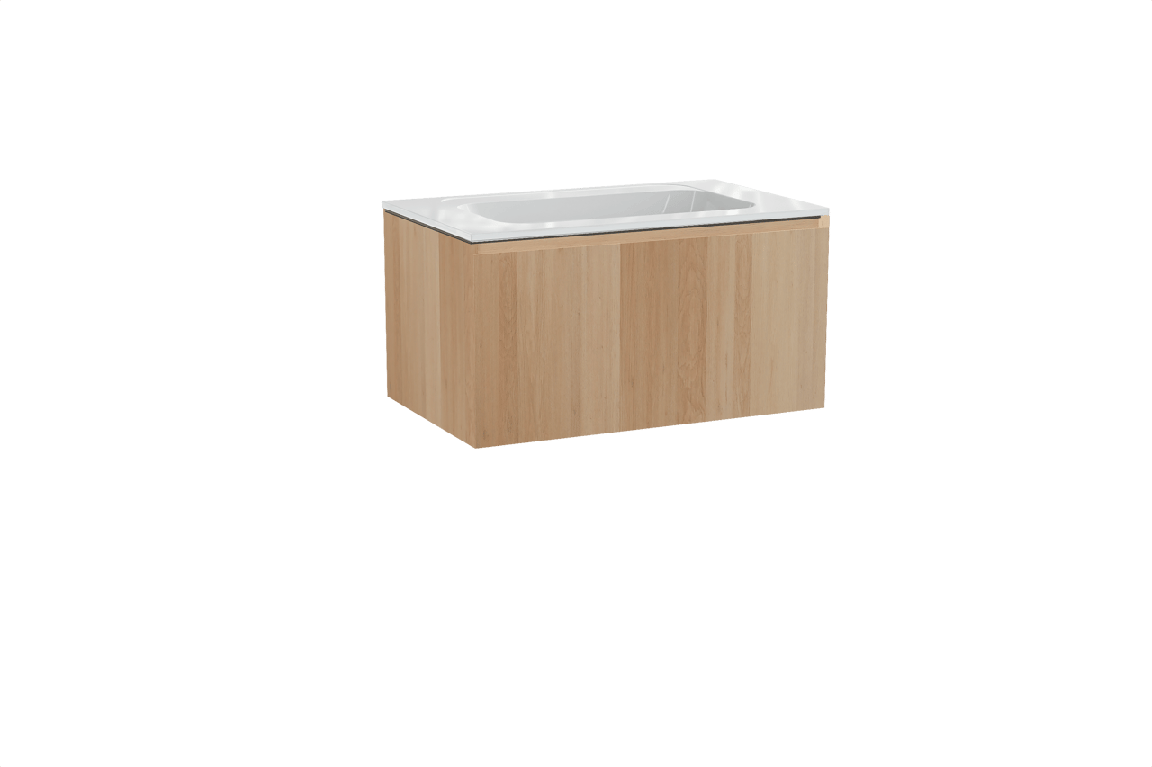 Balmani Idra meuble salle de bains suspendu 90 x 55 cm chêne naturel avec Tablo Strada plan simple en marbre composite blanc brillant