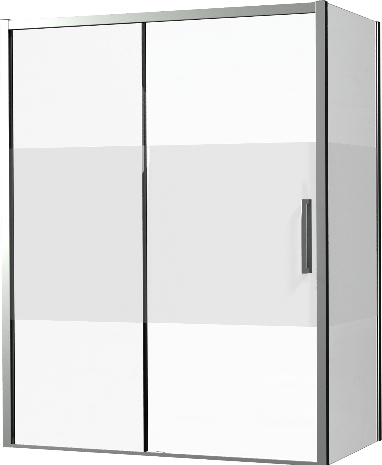 Luca Varess Senses douchecabine met linkse schuifdeur en vaste zijwand 160 x 90 cm Helder glas met matte strook glans chroom profiel