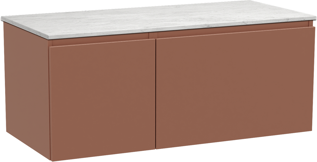 Balmani Sfera meuble salle de bains suspendu 120 x 55 cm cotto avec Stretto tablette simple ou double en marbre carrara