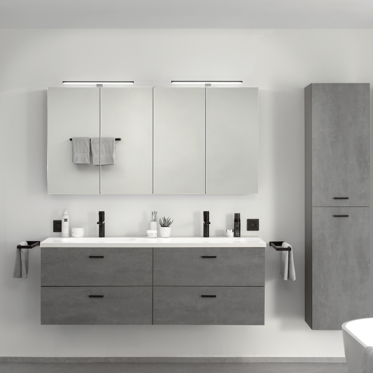 Storke Reflecta Spiegelschrank Bad: 65 x 75 cm, Beton dunkelgrau